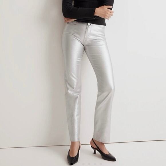 Madewell The '90s Straight Jean in Silver Foil Size 25 NWOT - Picture 1 of 8